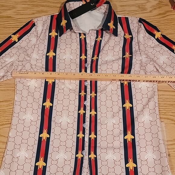 Lai Meng Five Cats. Button Down Blouse with Tie. Size XL. NWT. - Picture 7 of 7